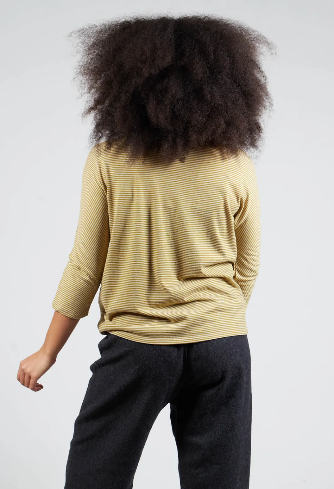 Apuntob T-shirts^3/4 Sleeve Striped T-Shirt in Canapa Orca