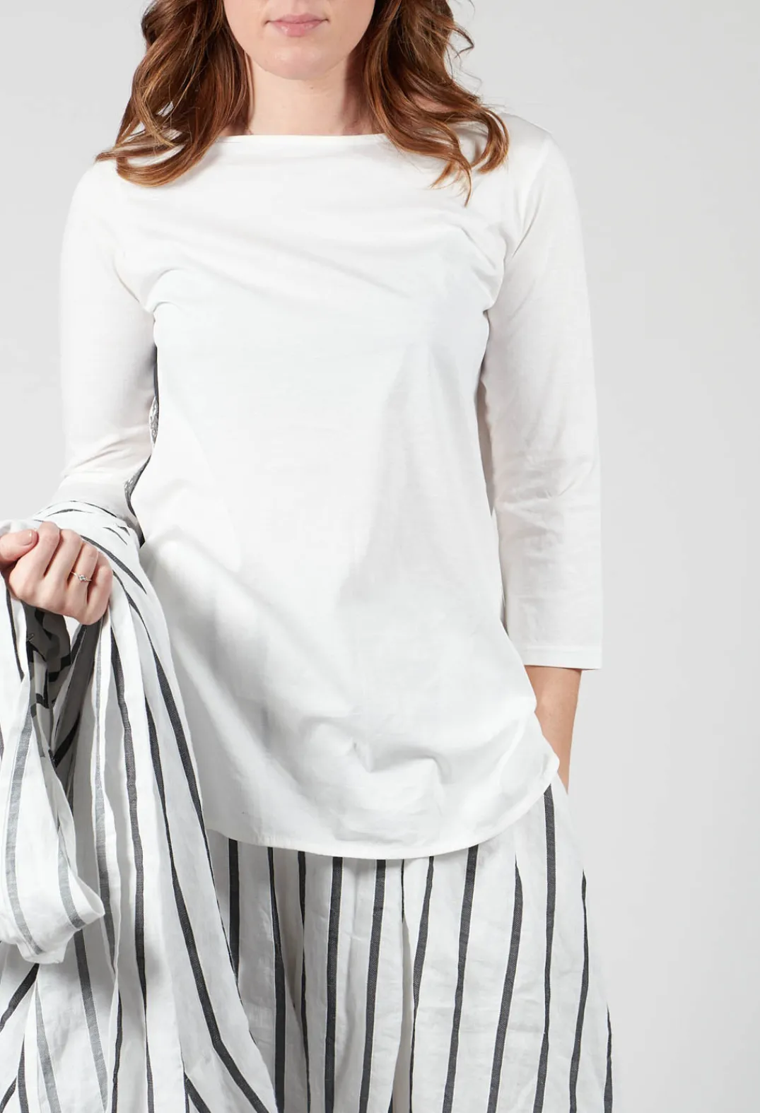 Moyuru T-shirts^3/4 Sleeve T-Shirt in White
