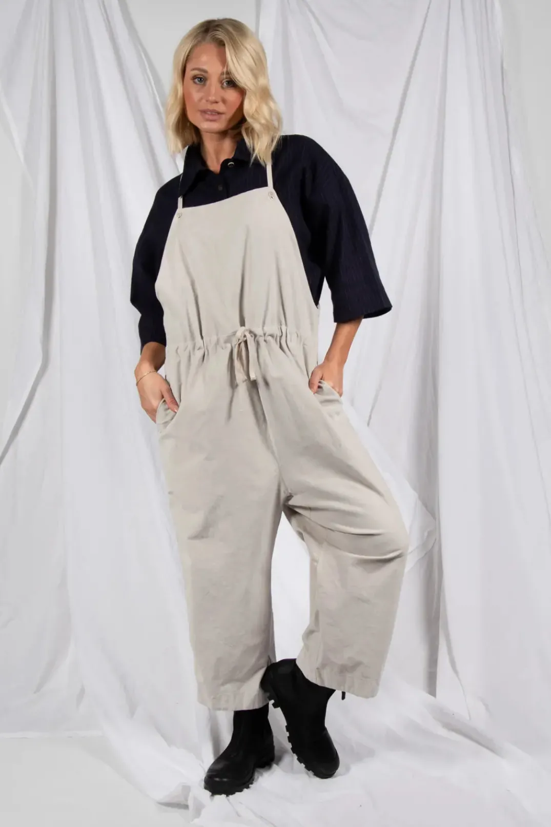 SOH Shirts & Blouses^3/4 Sleeved Shirt with Statement Pocket in Navy Stripe