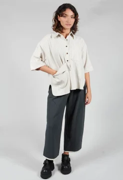 SOH Shirts & Blouses^3/4 Sleeved Shirt with Statement Pocket in Ivory Stripe