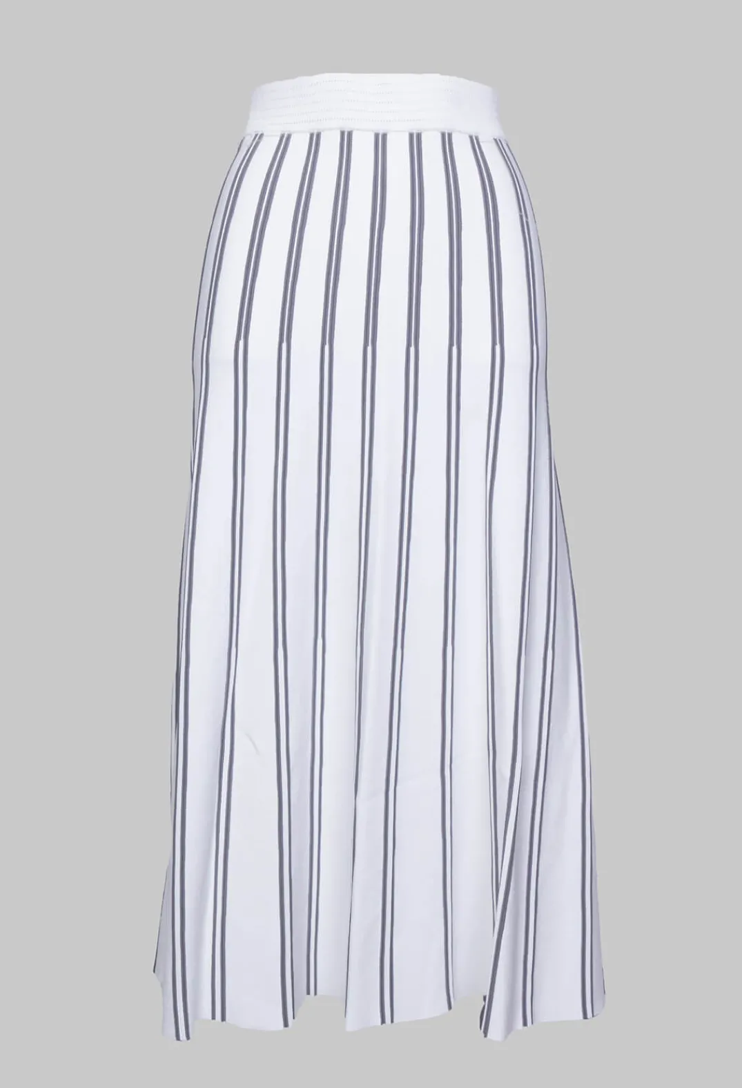Nijii Skirts^A Line Knitted Skirt in Grey and White Stripe