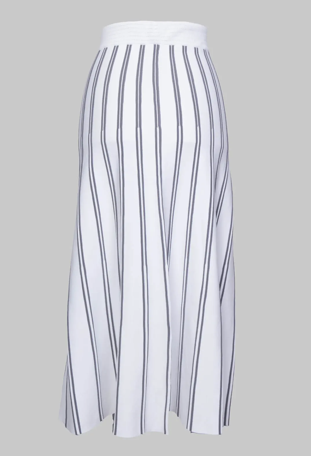 Nijii Skirts^A Line Knitted Skirt in Grey and White Stripe