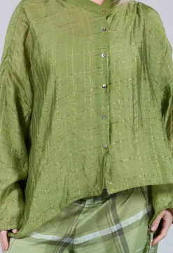 Traces of Me Shirts & Blouses^Aiko G Shirt in Dark Citron Check