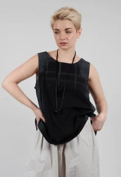 Moyuru Tops^A-Line Top in Black Print