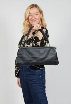 Le Daf Bags^Amano Leather Bag in Black