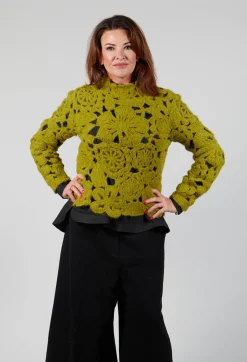 Fringe Knitwear|Jumpers^Amber Hand Crochet Sweater in Olive