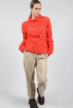 Fringe Knitwear|Jumpers^Amber Hand Crochet Sweater in Red