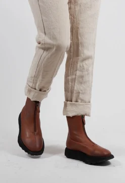 Lofina Boots^Ankle Boots with Curved Sole in Gasoline Caramello