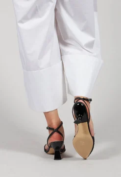 Malloni Heels^Ankle Strap Shoes in Nero + Nero