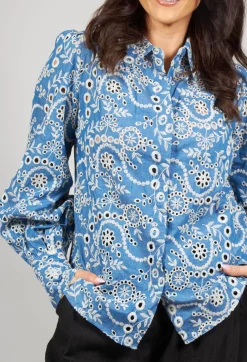 Dea Kudibal Shirts & Blouses^Asta Denim Shirt with Embroidery Detail in Blue