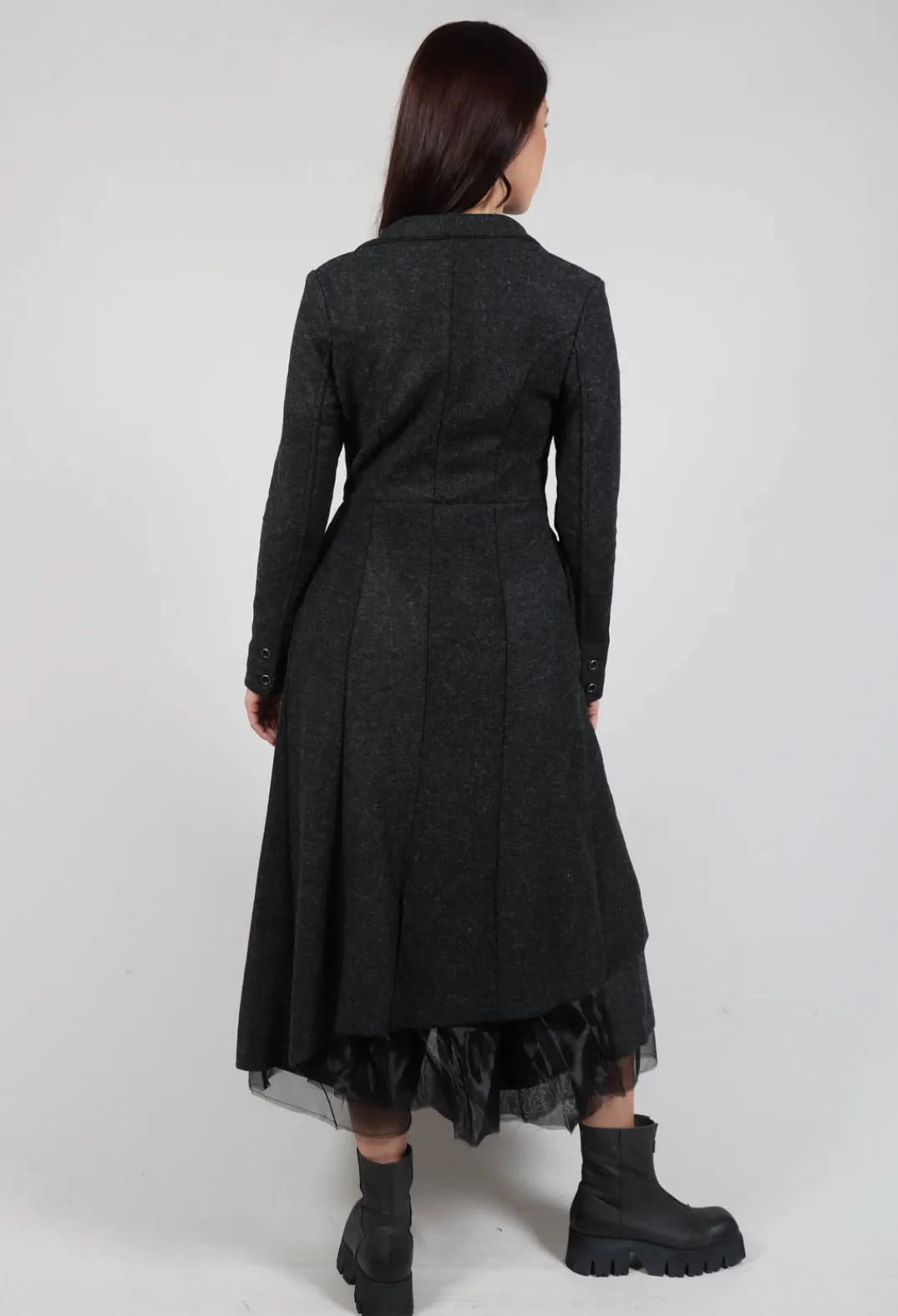 Sanctamuerte Jackets^Asymmertic Coat in Organza Antracite