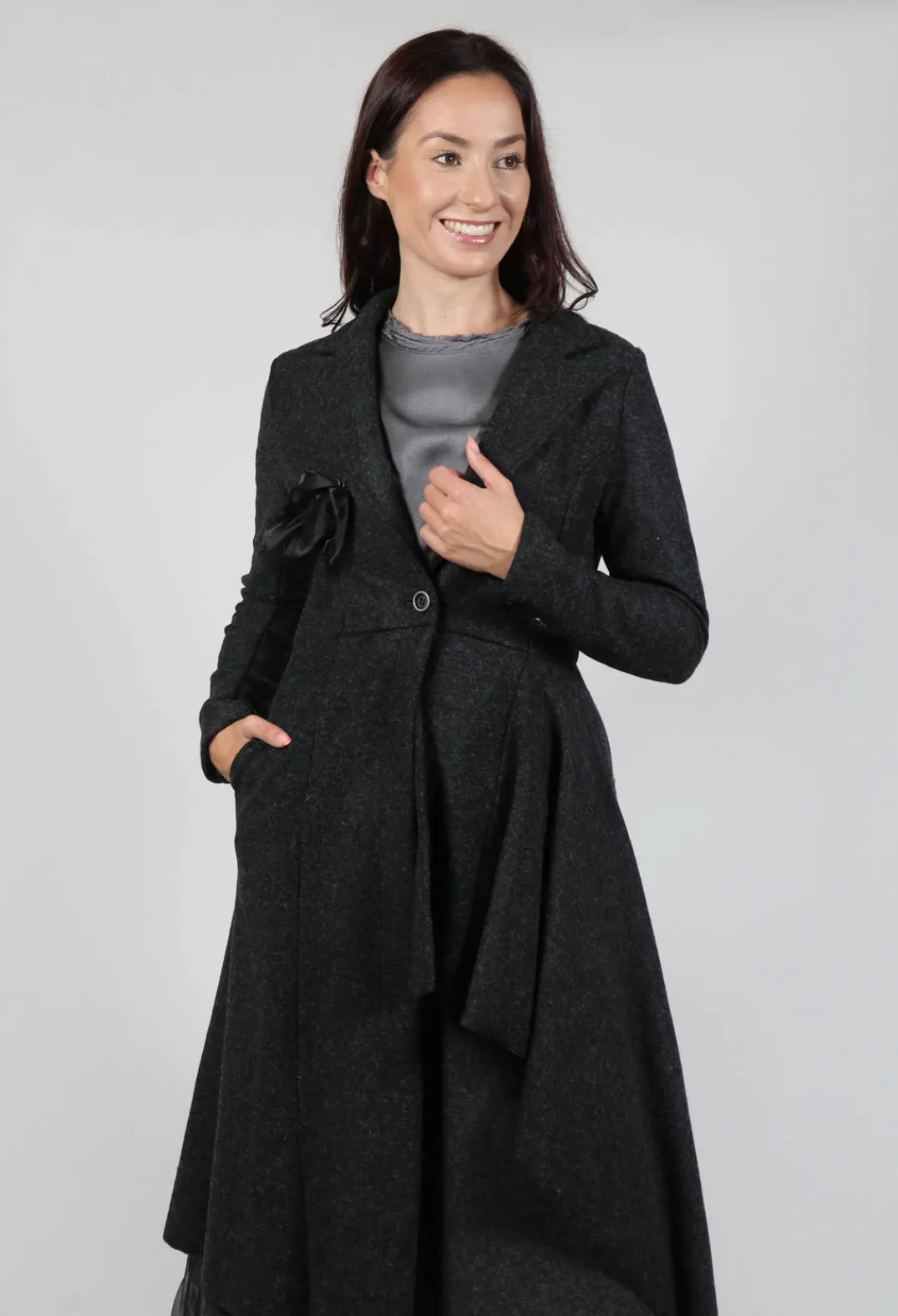 Sanctamuerte Jackets^Asymmertic Coat in Organza Antracite