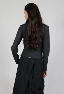 Xenia Design Jackets^Asymmetric Hem Jacket with Grey Black Print