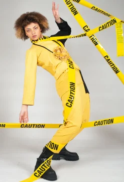 Bread and Butter Tops^Asymmetric Jersey Top in Yellow and Black