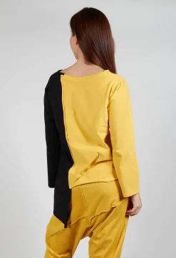 Bread and Butter Tops^Asymmetric Jersey Top in Yellow and Black