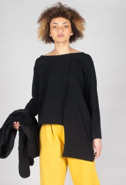 Bread and Butter Tops^Asymmetric Jersey Top in Black