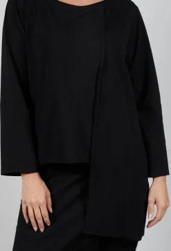 Bread and Butter Tops^Asymmetric Jersey Top in Black