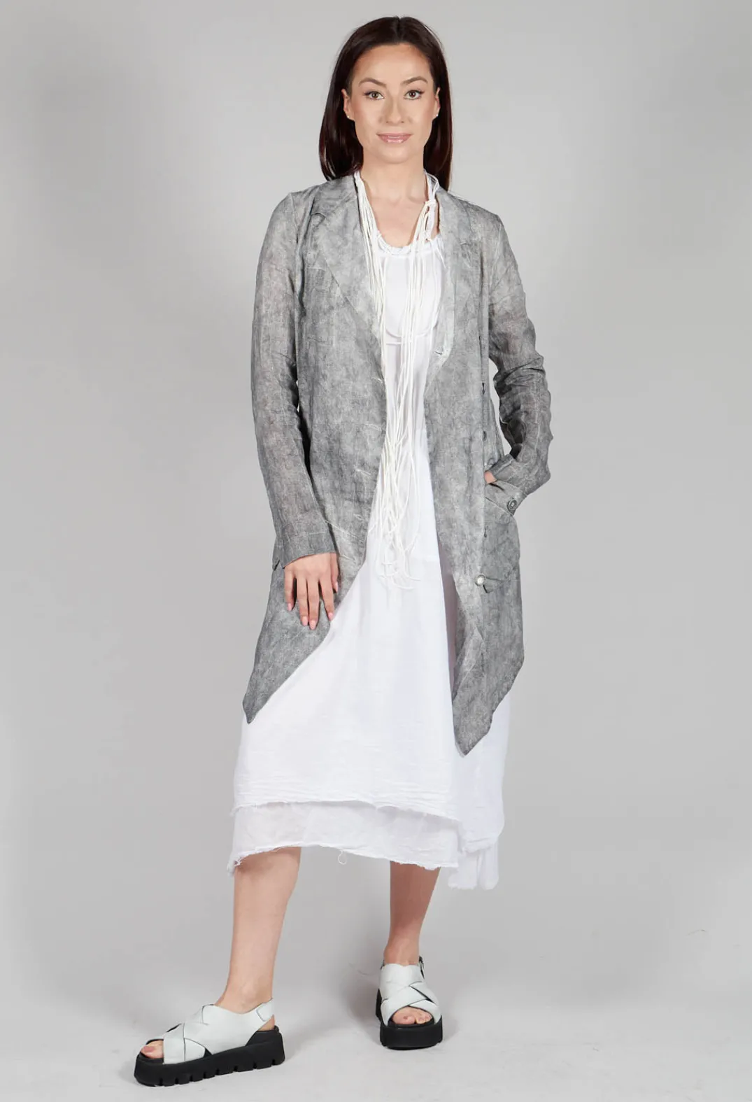 Pal Offner Coats^Asymmetric Penguin Coat in Dark Marble