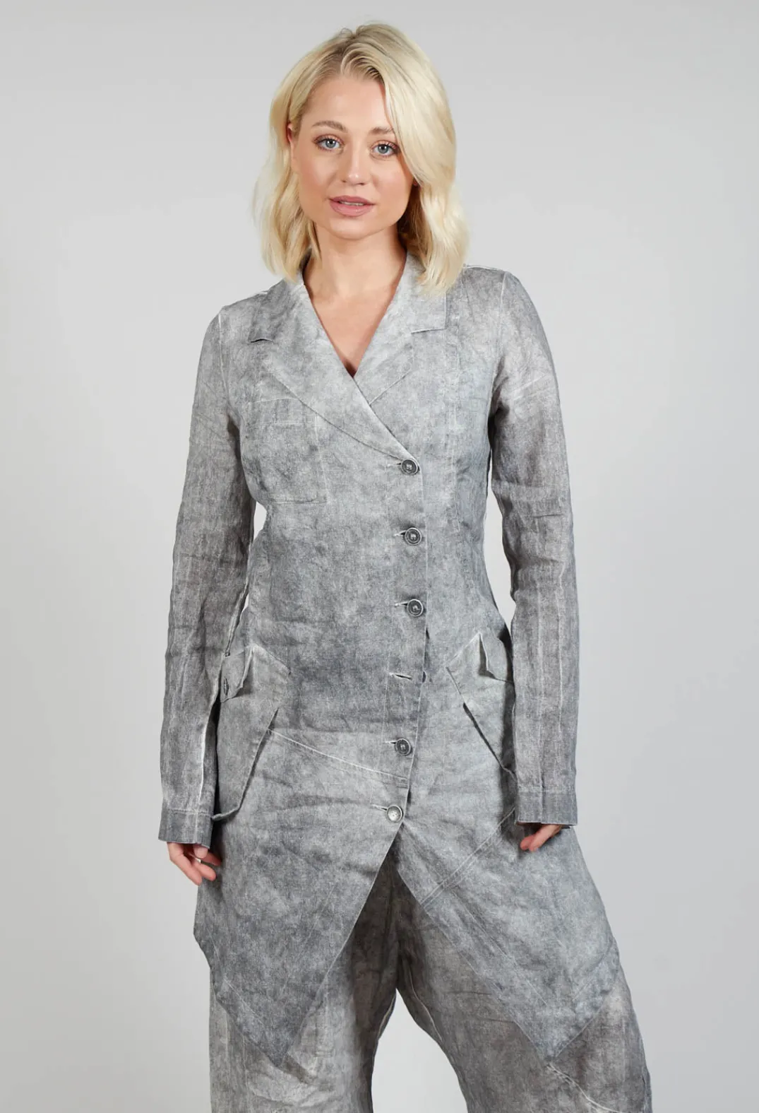 Pal Offner Coats^Asymmetric Penguin Coat in Dark Marble