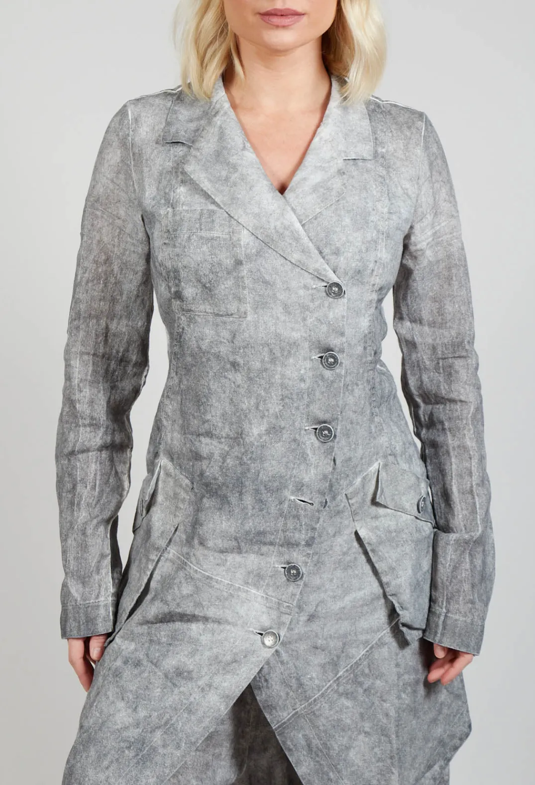 Pal Offner Coats^Asymmetric Penguin Coat in Dark Marble