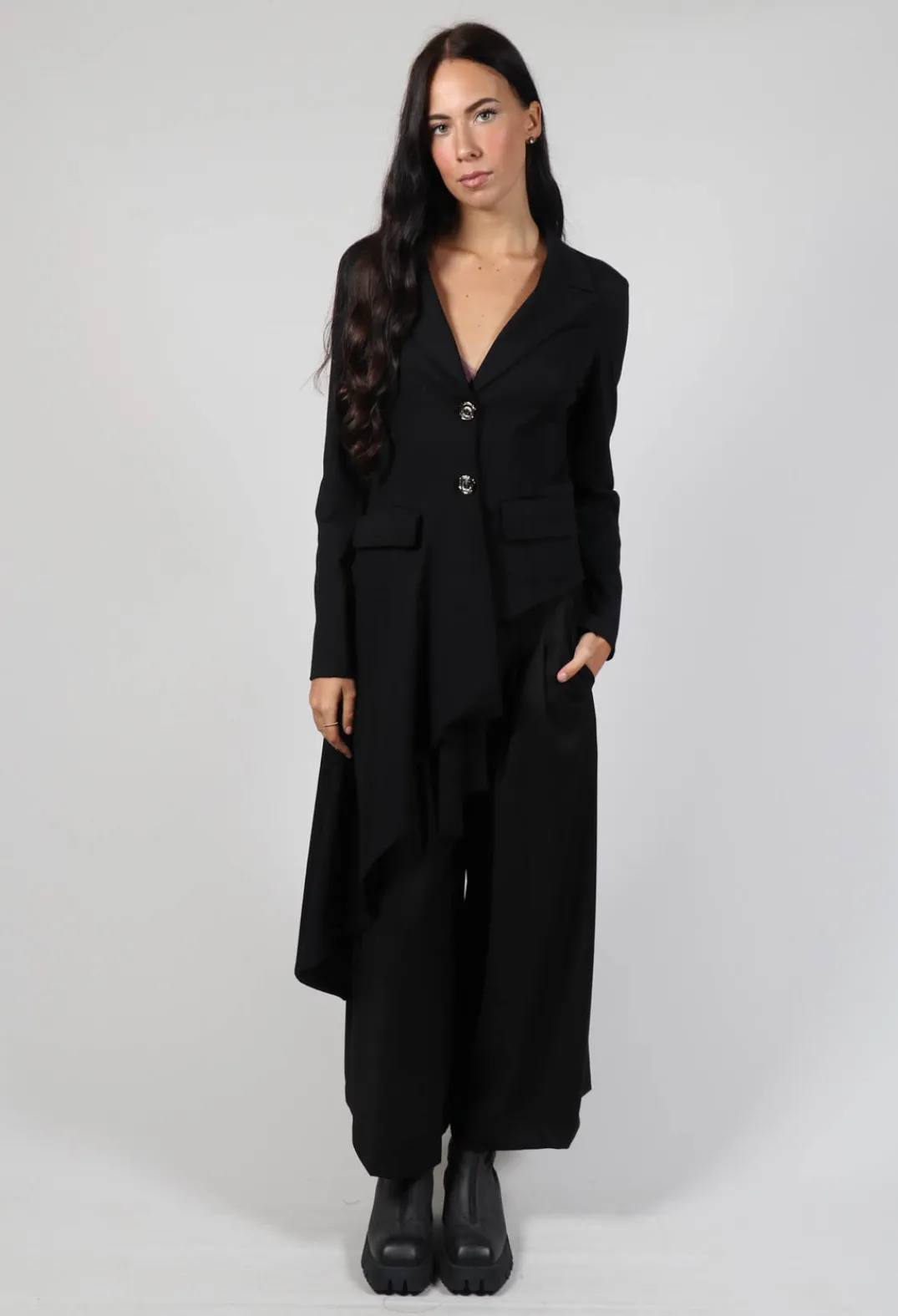 La Haine Jackets^Asymmetric Punto Jacket in Black