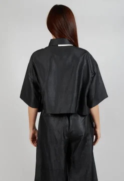 SOH Shirts & Blouses^Asymmetric Silk Cropped Shirt in Black