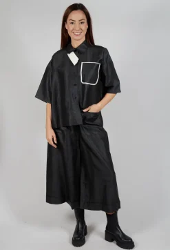 SOH Shirts & Blouses^Asymmetric Silk Cropped Shirt in Black