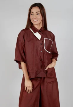 SOH Shirts & Blouses^Asymmetric Silk Cropped Shirt in Copper