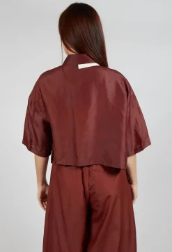 SOH Shirts & Blouses^Asymmetric Silk Cropped Shirt in Copper