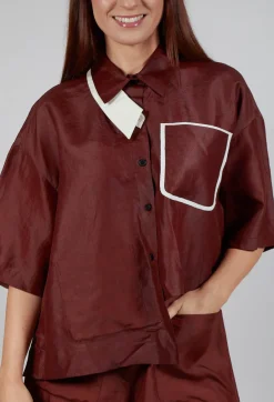 SOH Shirts & Blouses^Asymmetric Silk Cropped Shirt in Copper