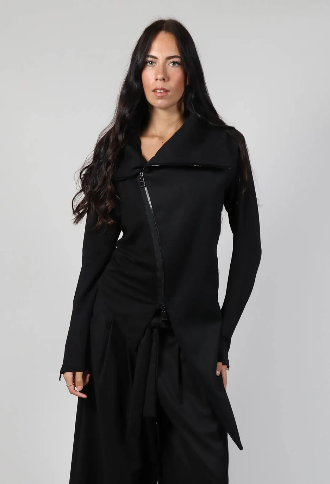 La Haine Jackets^Asymmetric Strech Fleece in Black