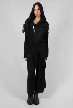 La Haine Jackets^Asymmetric Strech Fleece in Black
