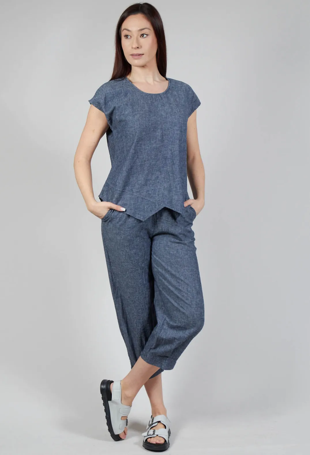 Thing Shirts & Blouses^Asymmetric Wrap Shirt in Blue Denim