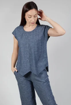 Thing Shirts & Blouses^Asymmetric Wrap Shirt in Blue Denim
