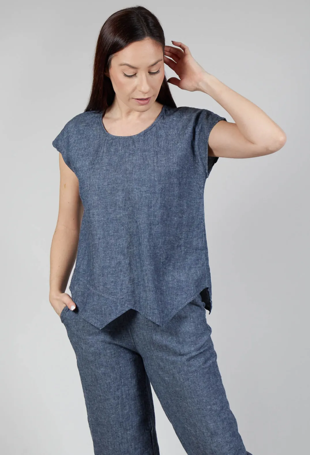 Thing Shirts & Blouses^Asymmetric Wrap Shirt in Blue Denim
