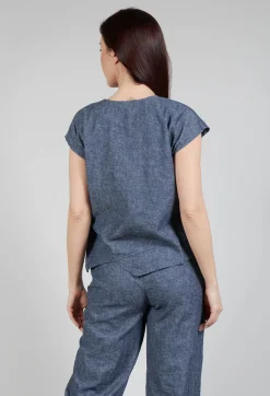 Thing Shirts & Blouses^Asymmetric Wrap Shirt in Blue Denim