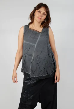 Rundholz Dip Tops^Asymmetrical A-Line Blouse in Coal Cloud