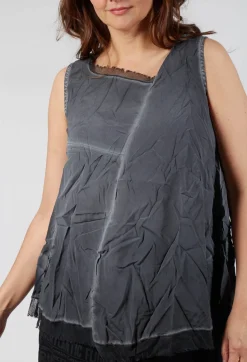 Rundholz Dip Tops^Asymmetrical A-Line Blouse in Coal Cloud