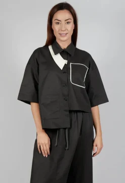 SOH Shirts & Blouses^Asymmetrical Cropped Shirt in Charcoal