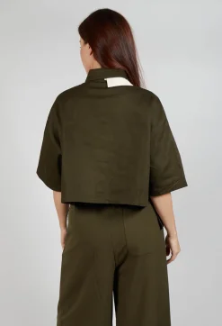 SOH Shirts & Blouses^Asymmetrical Cropped Shirt in Olive