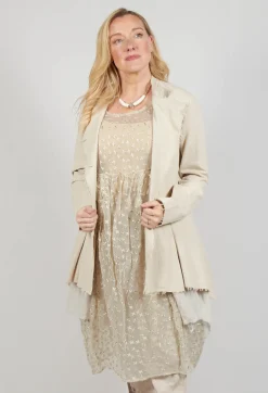 Sanctamuerte Jackets^Asymmetrical Jacket in Cotone and Garza Di Lino Sand