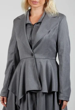 La Haine Jackets^Asymmetrical Single Button Blazer in Grey
