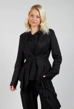 La Haine Jackets^Asymmetrical Single Button Blazer in Black