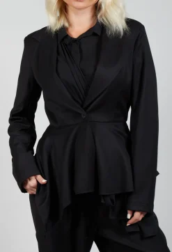 La Haine Jackets^Asymmetrical Single Button Blazer in Black