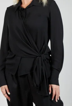 La Haine Shirts & Blouses^Asymmetrical Tie Blouse in Black