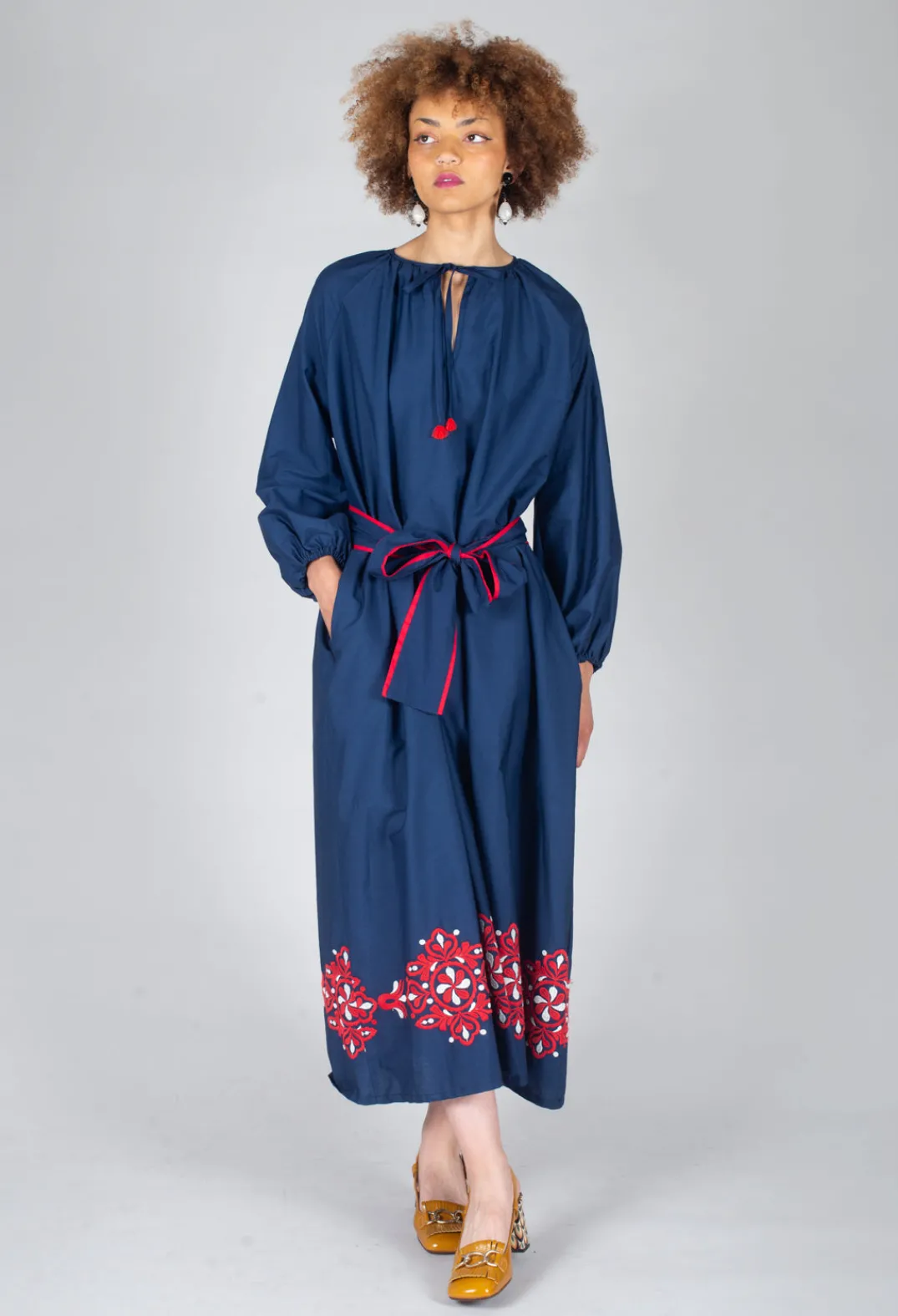 Lavi Dresses^Azzurra Belted Dress in Rosso Panna