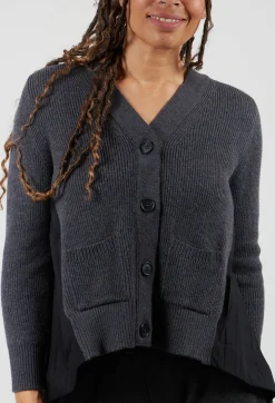 Mei Meij Cardigans^Back Pleated Cardigan in Antracite and Nero