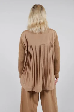 Mei Meij Cardigans^Back Pleated Cardigan in Camel