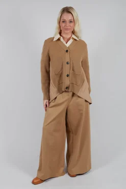 Mei Meij Cardigans^Back Pleated Cardigan in Camel