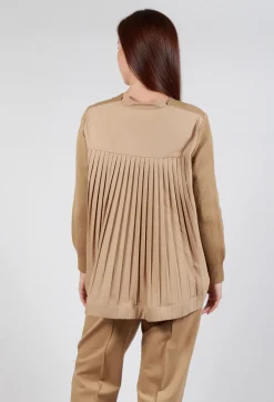 Mei Meij Cardigans^Back Pleated Cardigan in Camel